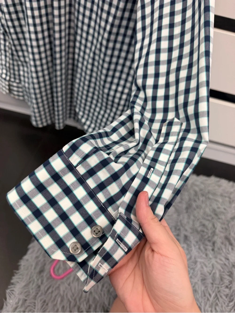 Banana Republic Navy and White Gingham Button-Down Shirt